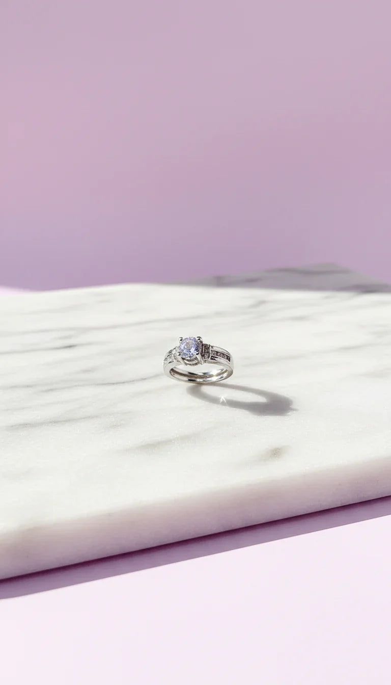 Crystal Ring Silver Box set of 12