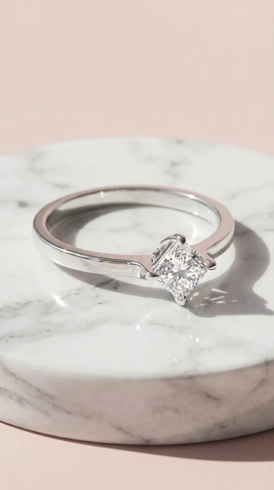 Box set of 36 Crystal Square Cut Silver Stacking Rings