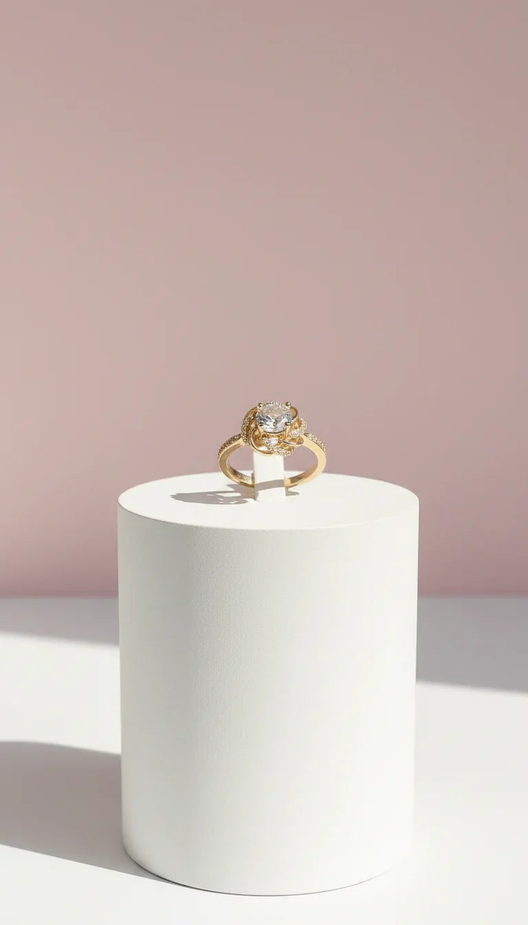 Swirl Crystal Ring Gold Box set of 12