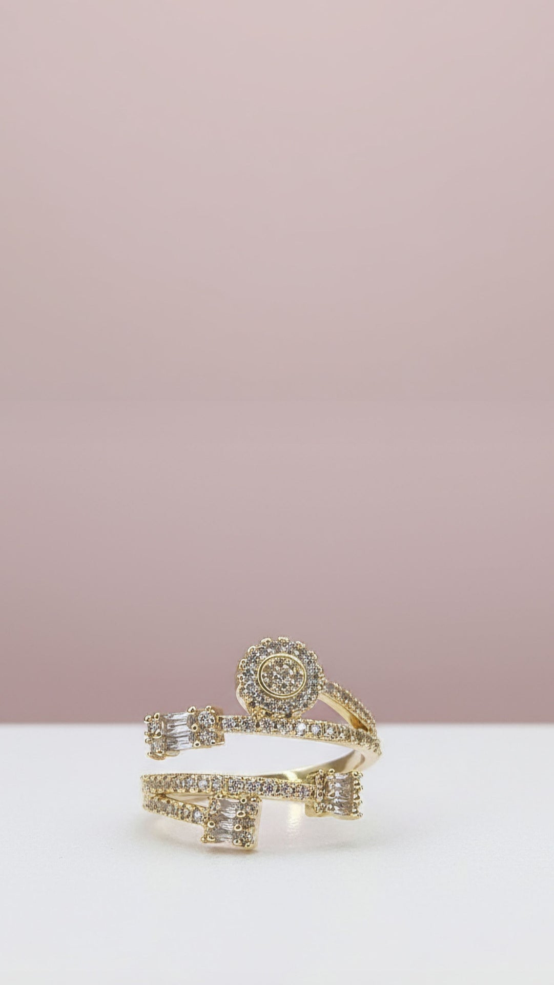 Waterproof 14k Gold Plated Free Size Pavé Crystal Stacking Rings Box set of 12