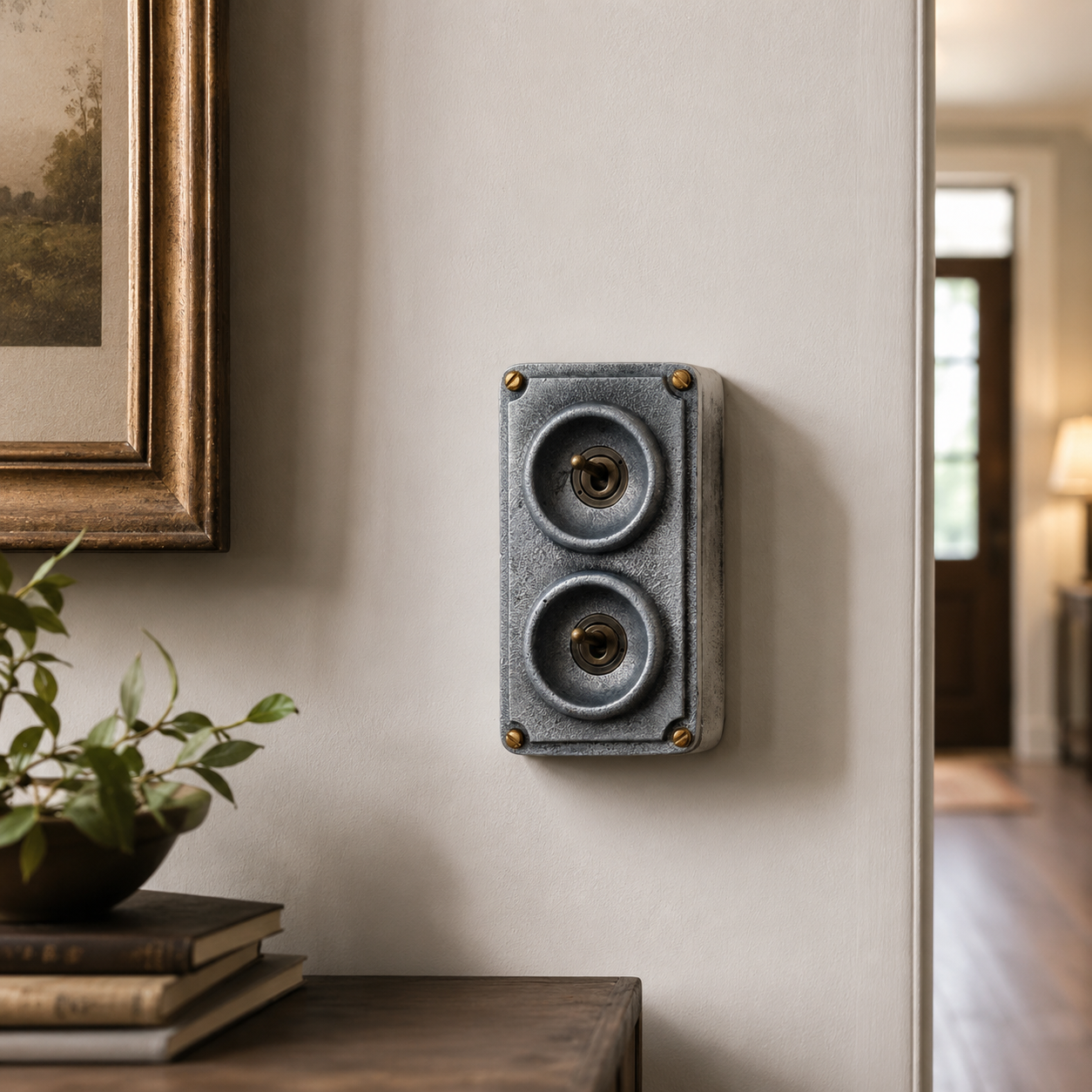 Double 2 Gang Cast Metal Light Switch | Industrial 2 Way Toggle Switch | Vintage Crabtree Style