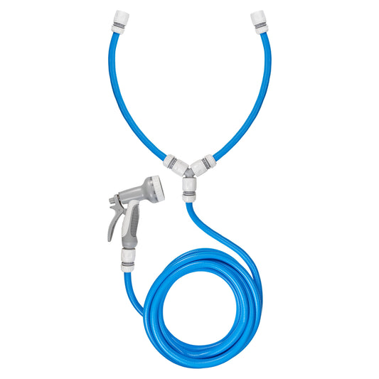 Hot & Cold Dog Shower Wash Kit with Water Sprayer, Blue