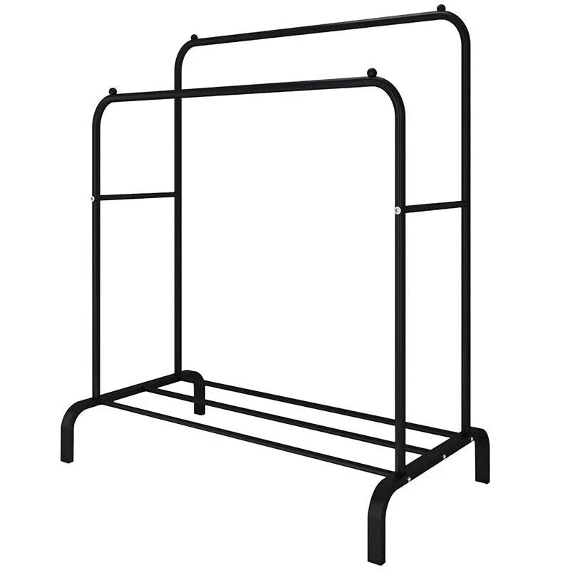 Heavy Duty Double Clothes Rail Hanging Rack Garment Stand Shoe Storage Steel