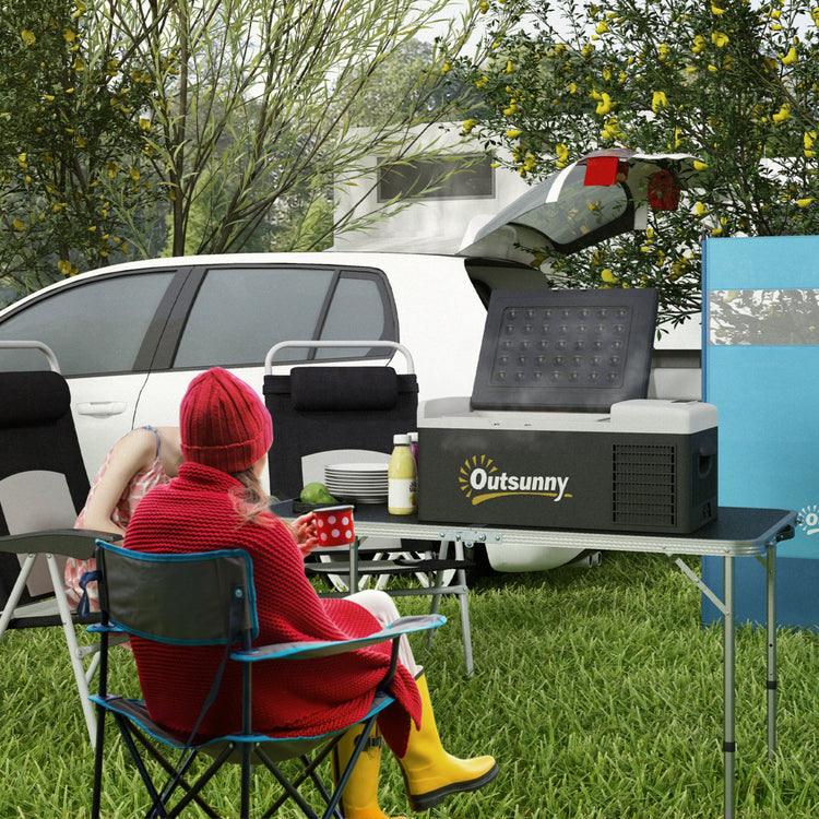 Outsunny 16L Portable Car Fridge, -20\'e2\'84\'83 to 10\'e2\'84\'83 Adjustable Temperature - Black/Grey