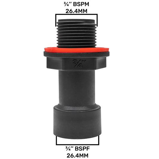 Male to Female Extended Water Butt Tank Adapter, 3/4"