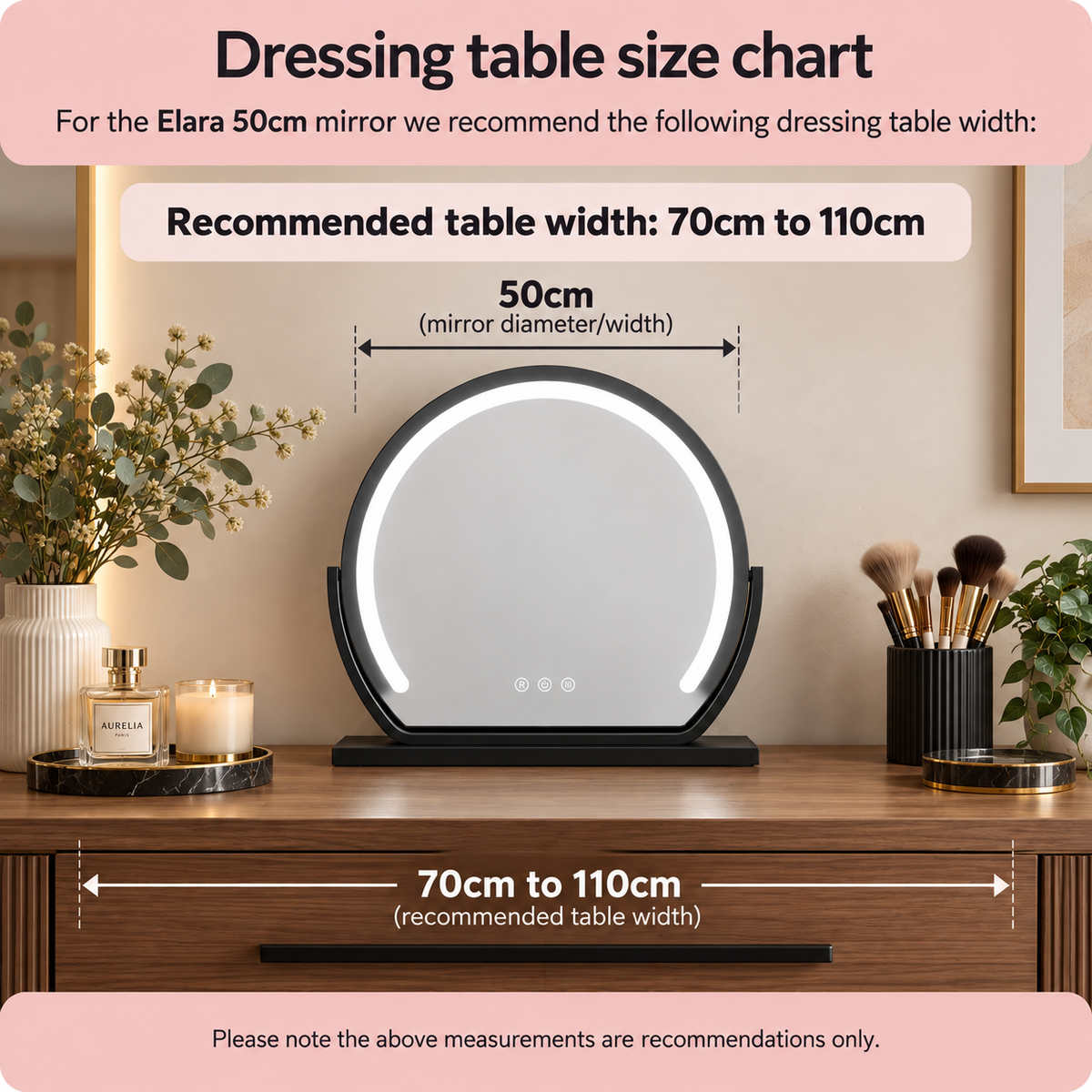Elara LED Vanity Mirror Black