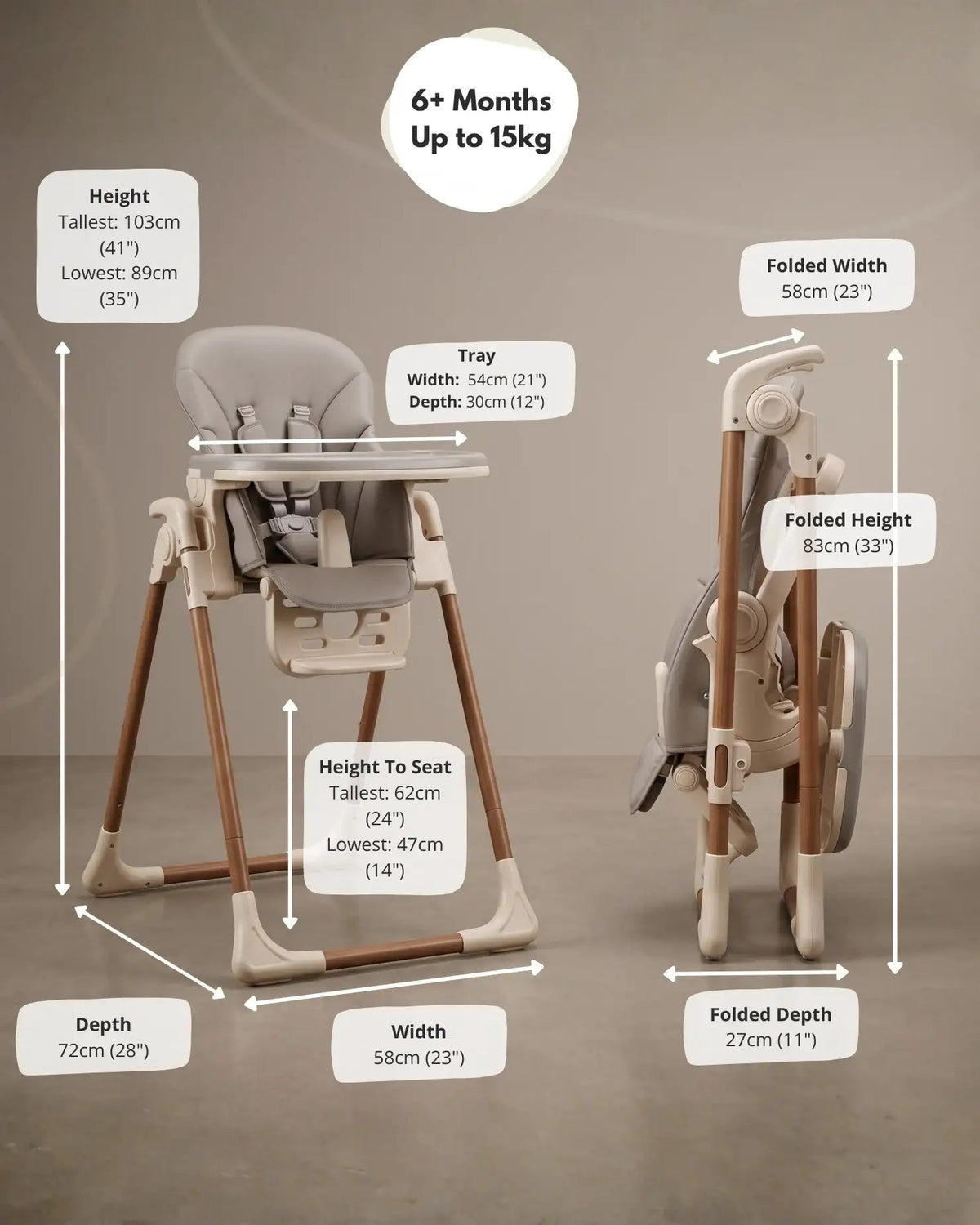 Flare Foldable High Chair - Beige