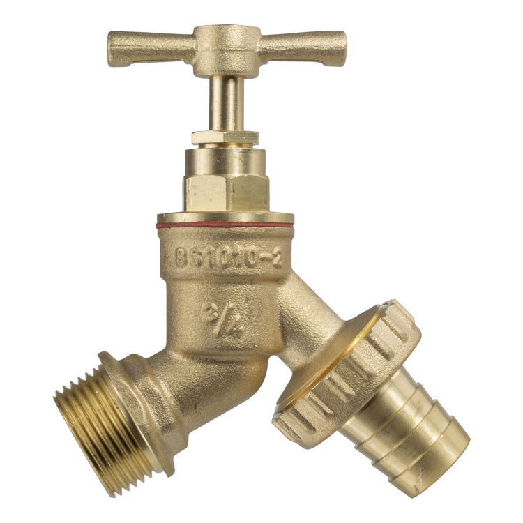 Wall Flange Kit 25mm MDPE - Brass Garden Tap 3/4" Barb