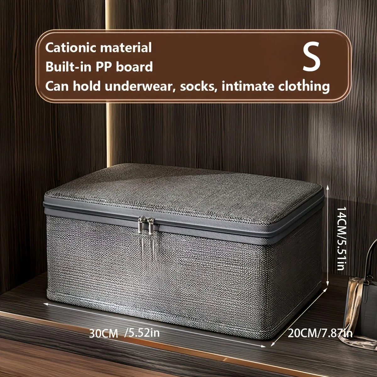 Grey Foldable Zip Storage Box – Portable Organiser Collapsible Clothes Container