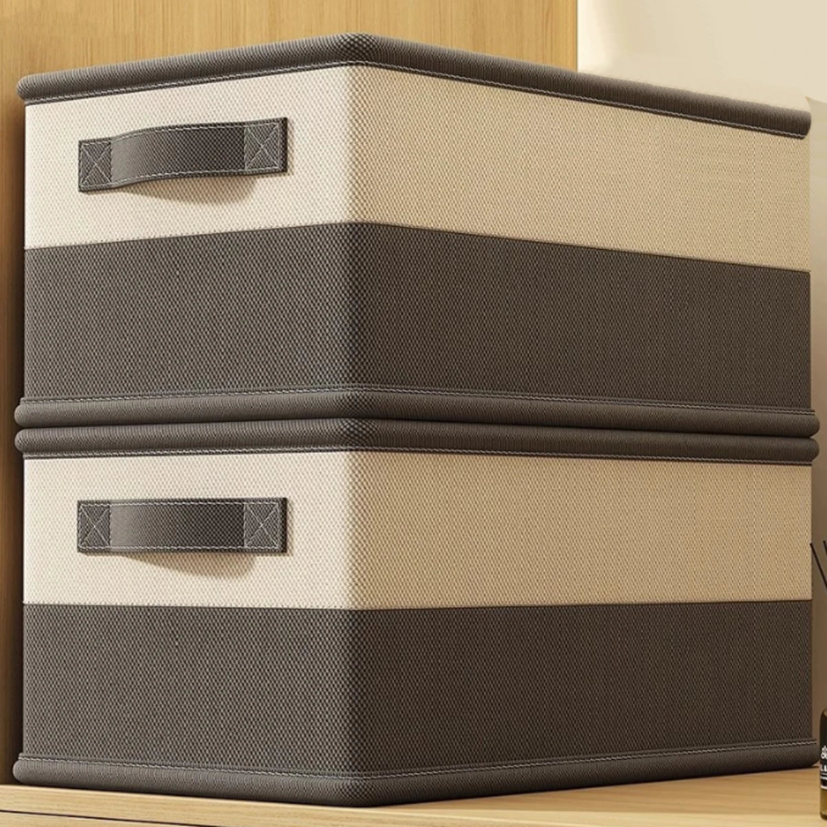 Grey White Storage Box Open Top with Handle Clothes Bedding Organiser Under Bed