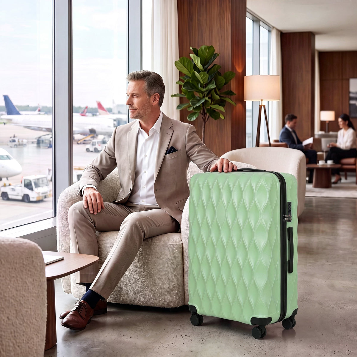 HOMCOM 30Inch 77cm Suitcase, ABS Hard Shell Checked Luggage with TSA Lock, Spinner Wheels, Telescopic Handle, Green