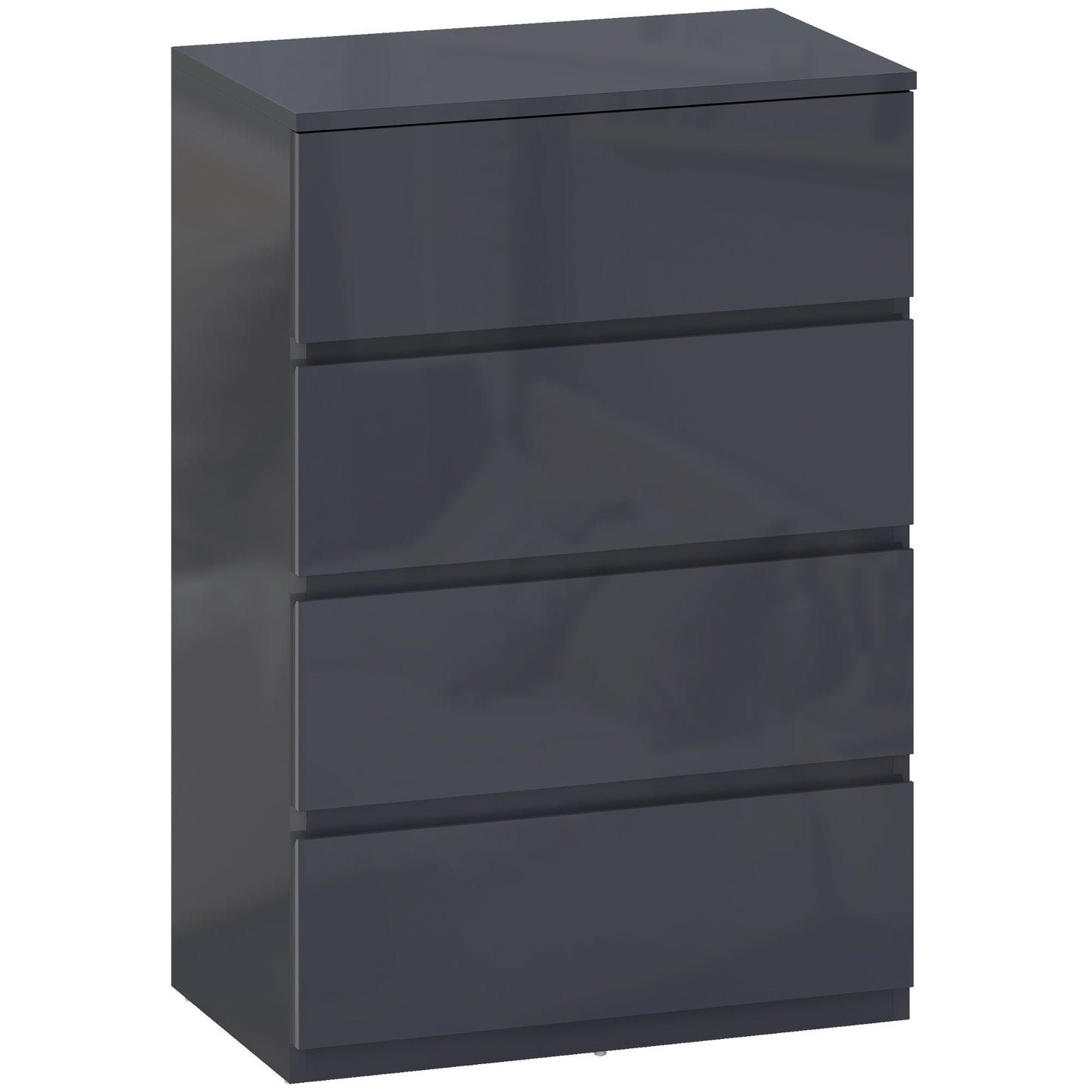High Gloss Chest of Drawers Grey 4 Drawer Modern Storage Cabinet Dresser Grey