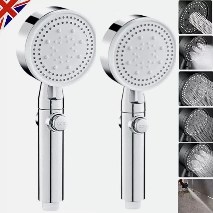 High Pressure Shower Head 5 Modes Chrome Handset with Hose Bathroom Accessories