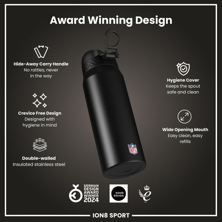 NFL x ION8 Insulated Steel Water Bottle, NFL Broncos, 750ml (24oz)