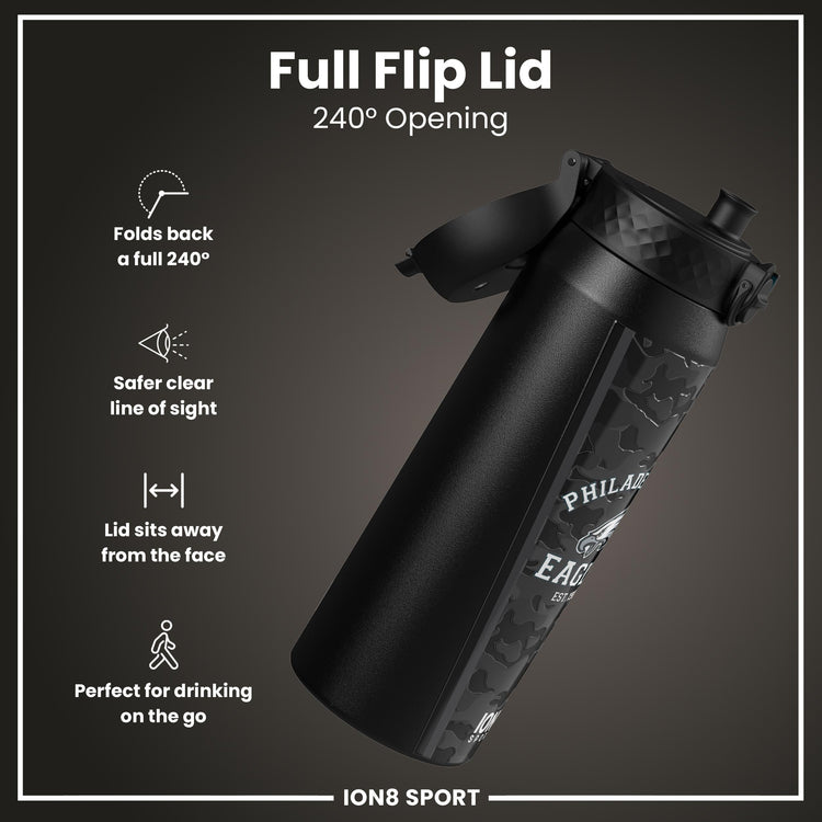 NFL x ION8 Insulated Steel Water Bottle, NFL Eagles, 750ml (24oz)