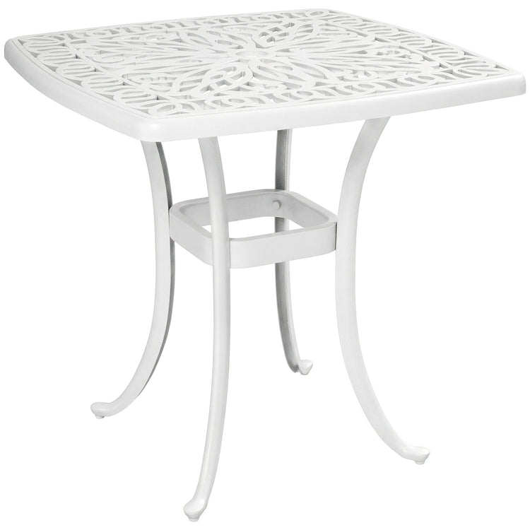 Outsunny Outdoor Garden Table with 38mm Dia. Umbrella Hole, Cast Aluminium Patio End Table with Anti-slip Foot Pads for Garden