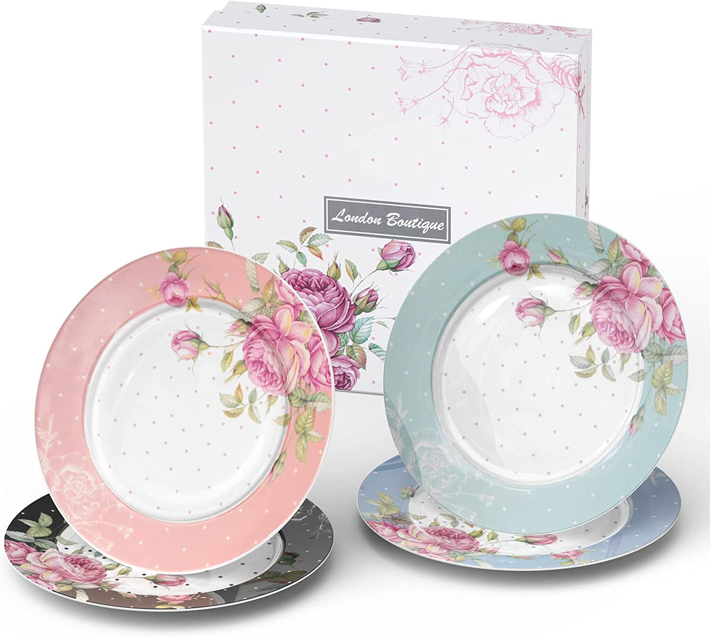 Mothers Day Coronation PartyAfternoon Tea Coffee Cake Set with- 3 Tier Cake Stands 2 Cups 2 Saucers 4 Plates (Blue)