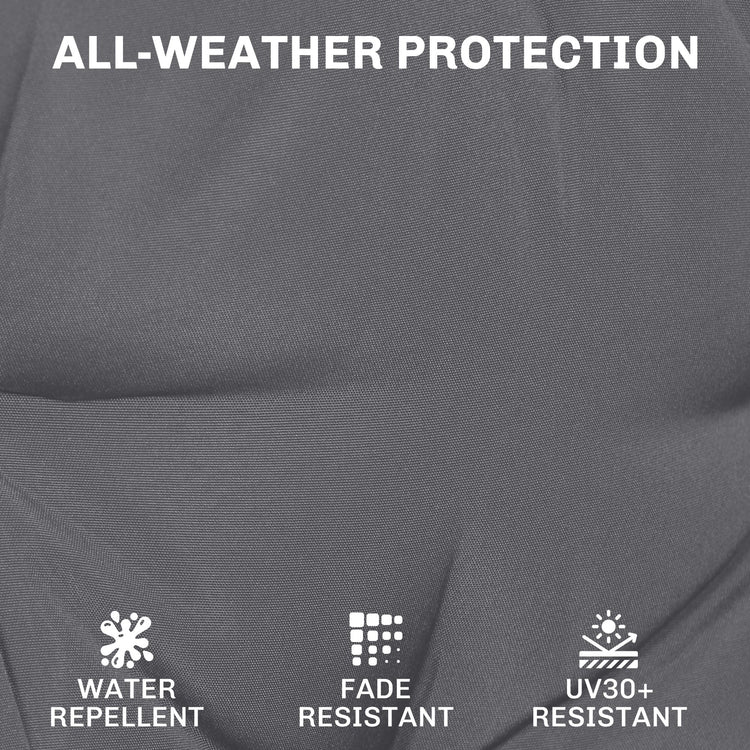 Outsunny Outdoor Chair Seat Cushions Set of 2, Garden Chair Cushions with 7cm Thick Foam & Ties, Dark Grey