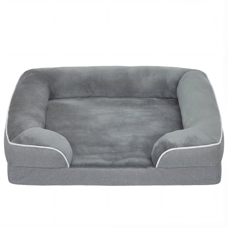 PawHut Dog Sofa Bed, Washable Pet Bed with Removable Cover and Non-Slip Bottom for Cats and Small Dogs, Grey