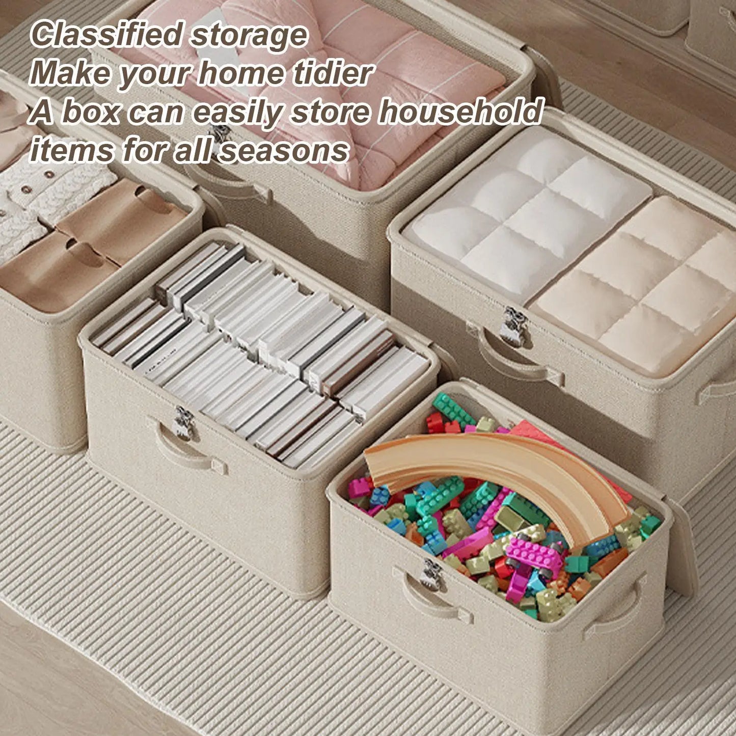 Lockable Storage Box Stackable Container with Handle - Home Clothes Organisation