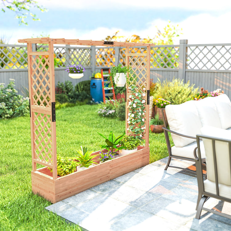Outsunny Fir Wood 171 x 39 cm Planter and Trellis Garden Bed