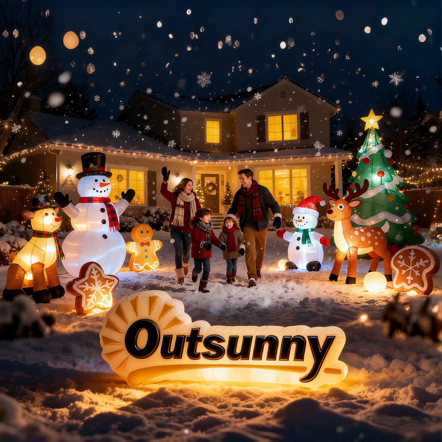 Outsunny 7FT Hanging Christmas Inflatable Santa with Dog, Christmas Blow Up Decoration with Built-in LED Lights for Garden, Indoor Outdoor Home Decor