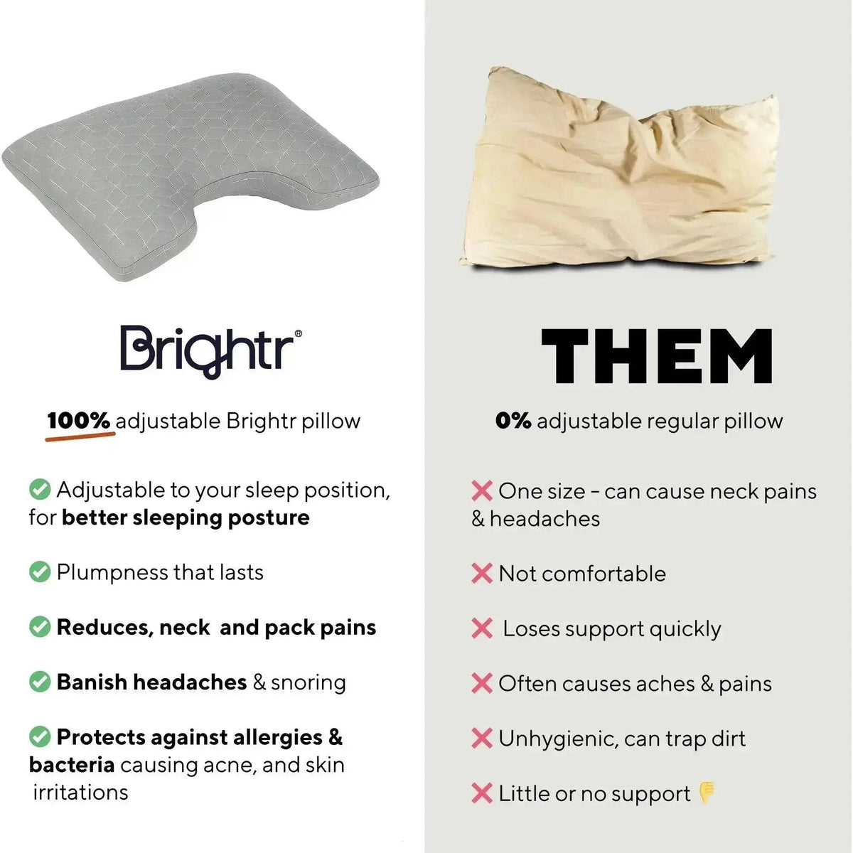 Brightr® MoonHug Adjustable Memory Foam pillow