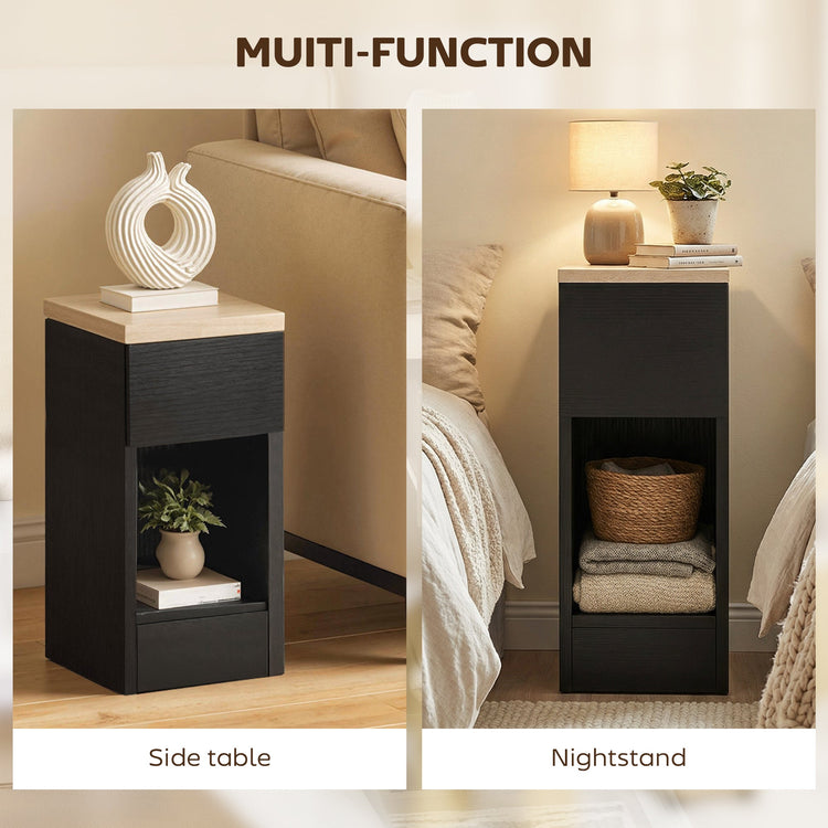 HOMCOM Set of Two Modern Storage Bedside Tables - Black