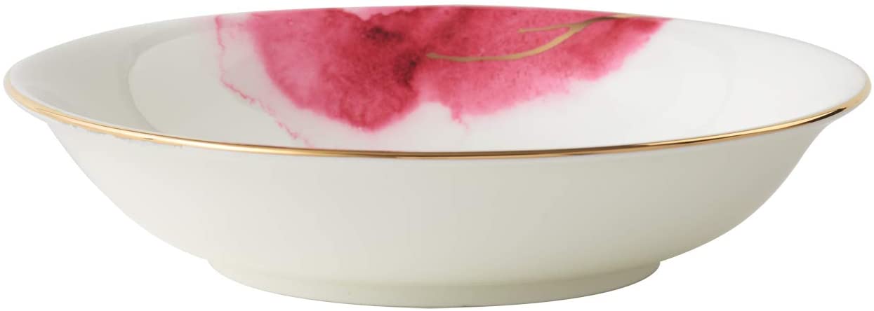 Pasta Bowl Deep Plates Set for 4 Watercolour with Gold Banding Premium Porcelain