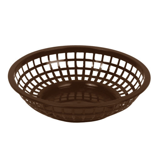 Plastic Brown Round Fast Food Basket 203mm - Pack of 12