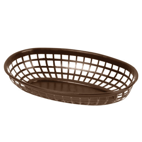 Plastic Brown Oval Fast Food Basket 237mm - Pack of 12