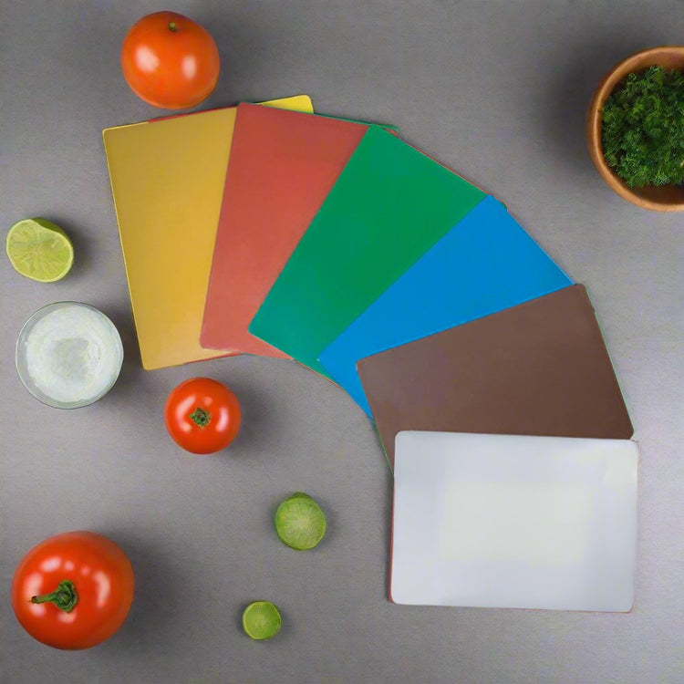 High Density Chopping Board Set With Rack - 18 x 12 x 0.5" (Set of 6)