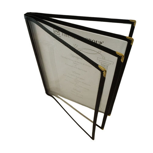 4 Page Book Fold Black Menu Cover 216mm x 279mm