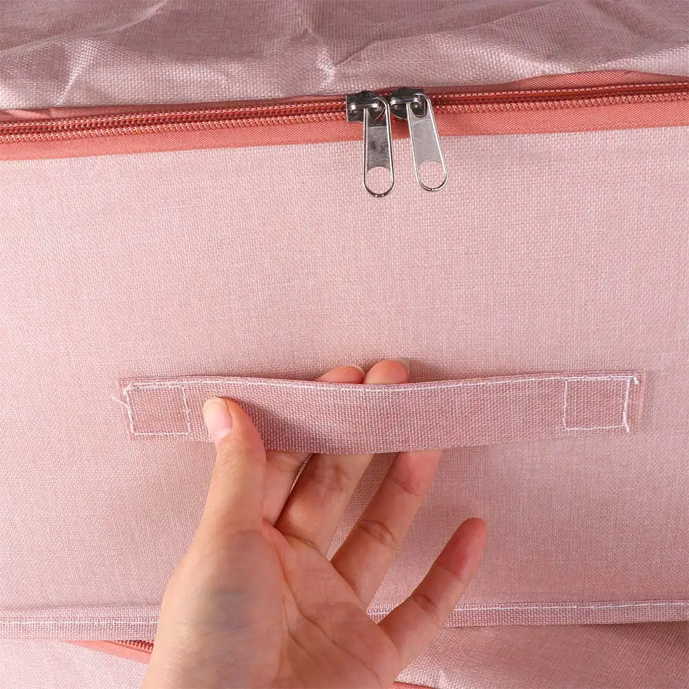 Pink Clothes Storage Box Large Capacity Foldable Quilt Storage Bag Boxes Handle
