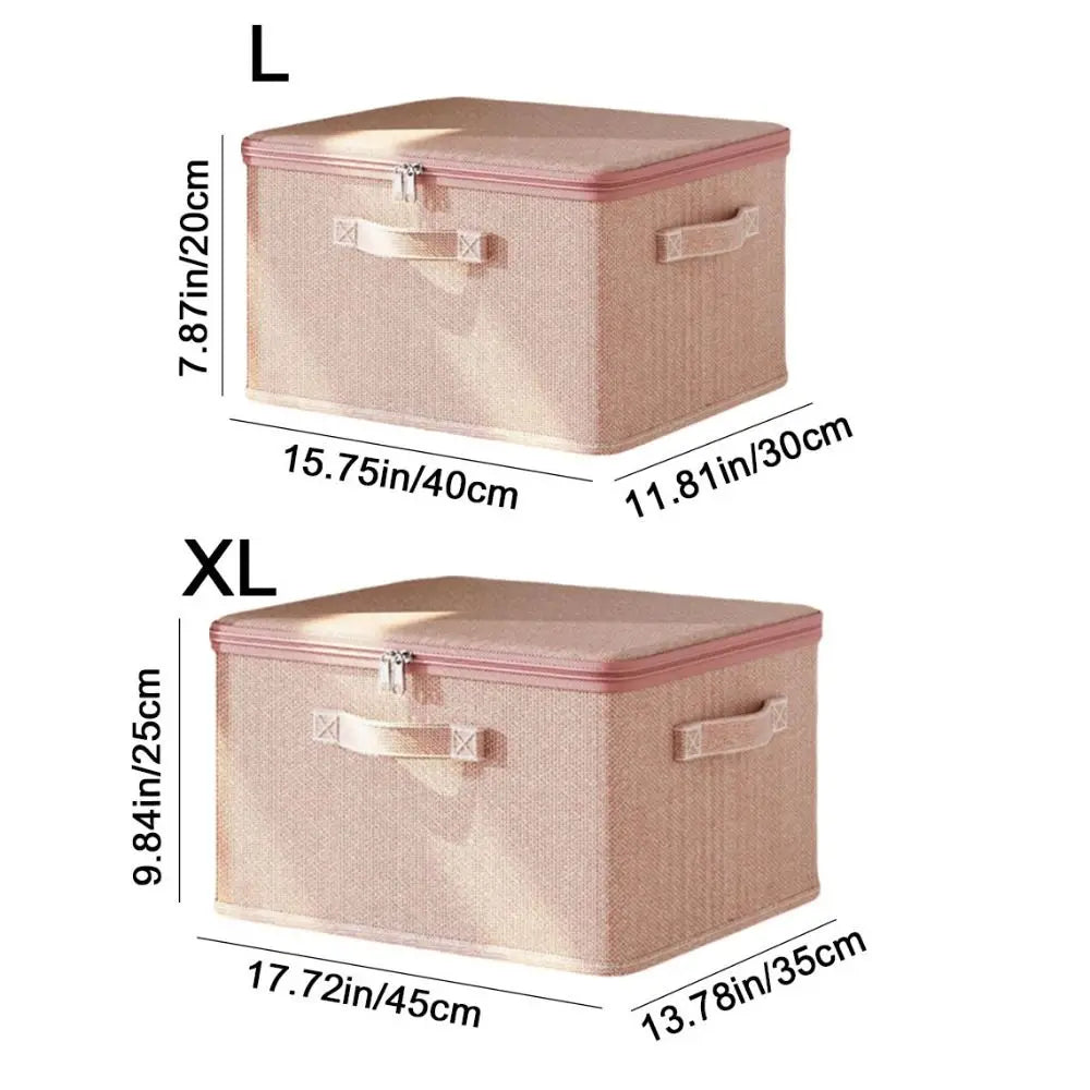 Pink Clothes Storage Box Large Capacity Foldable Quilt Storage Bag Boxes Handle