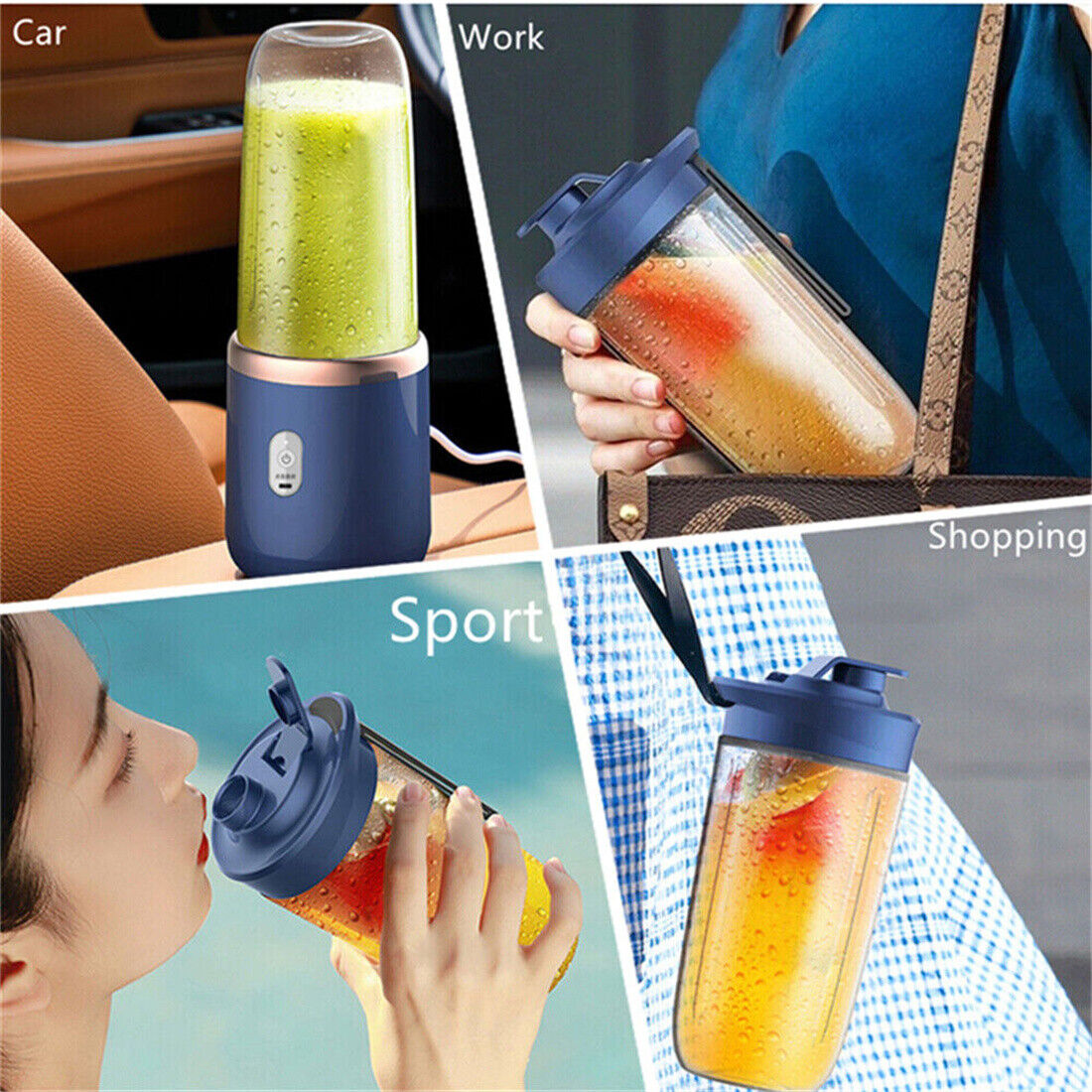 Portable Mini Blender 300ml USB Rechargeable Smoothie Juicer Juice Maker
