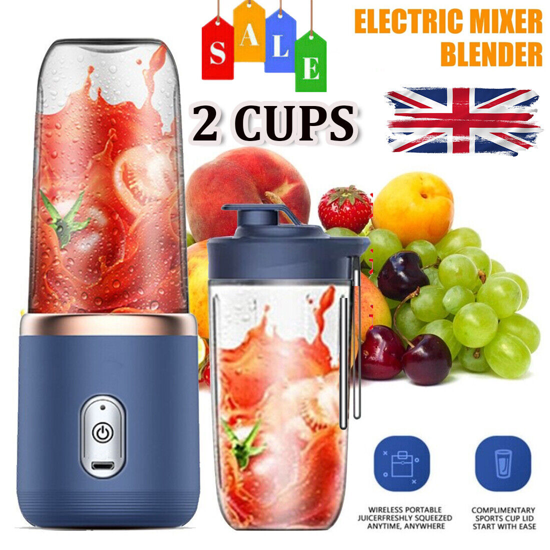 Portable Mini Blender 300ml USB Rechargeable Smoothie Juicer Juice Maker