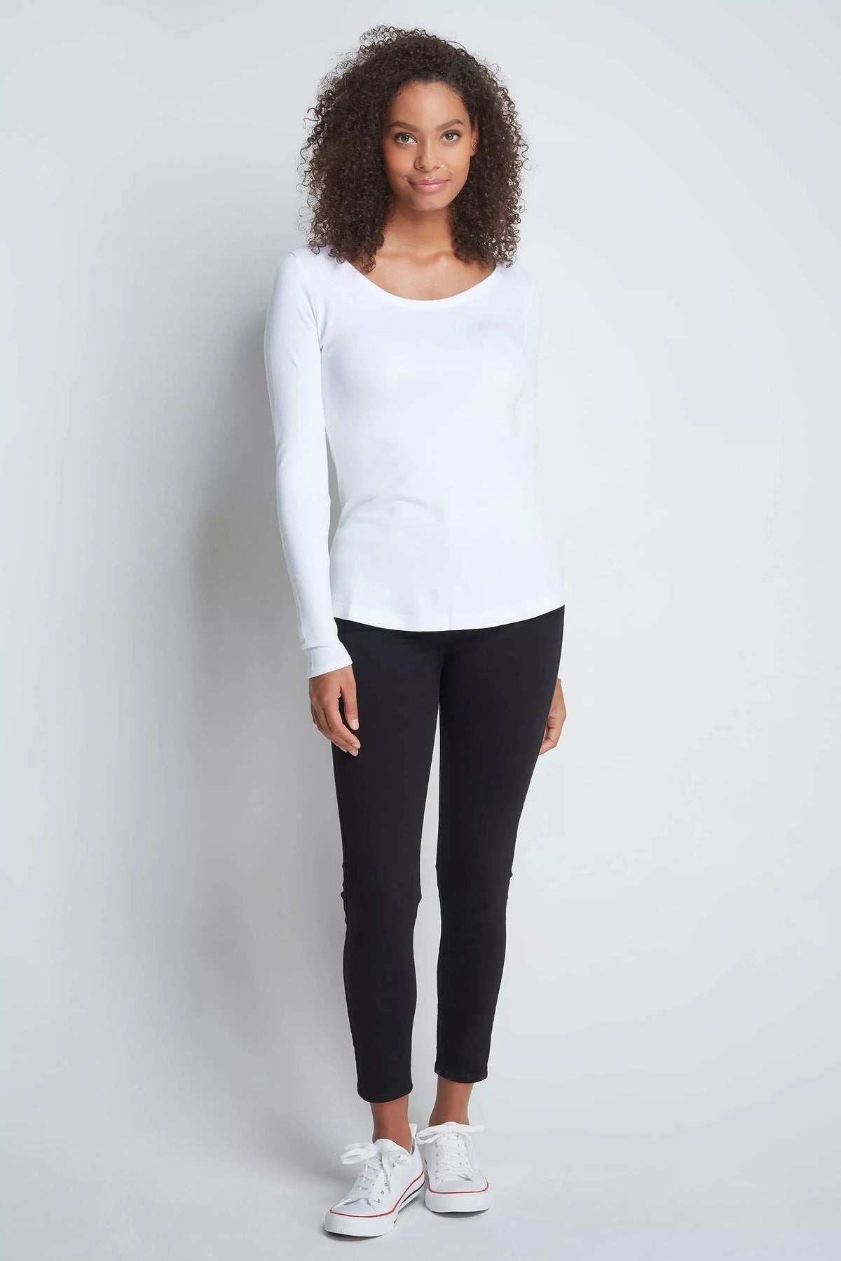 Long Sleeve Cotton Modal Scoop Neck T-Shirt