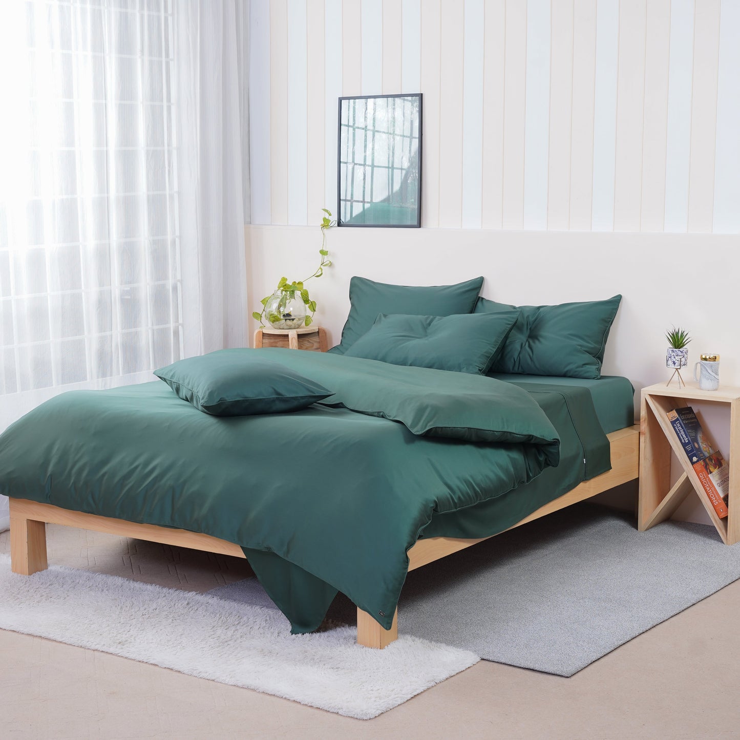 Ackly Bamboo Royal Green Full Bedding Set