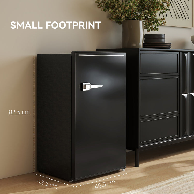 HOMCOM Under Counter Fridge, 85L Small Retro Refrigerator with Chiller Box, Adjustable Thermostat, Glass Shelves, Black