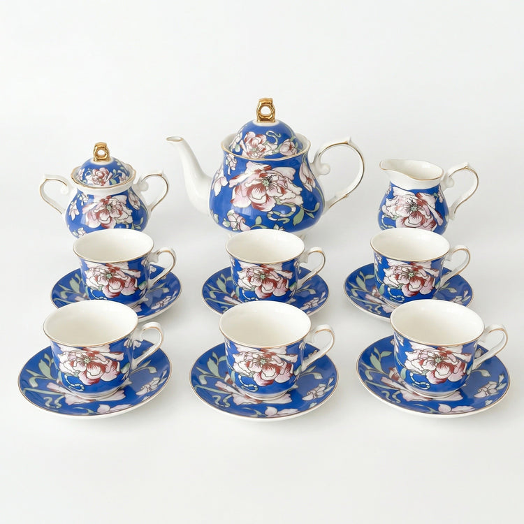Rosewood Garden Tea Set - Service for 6 (15 Pieces)