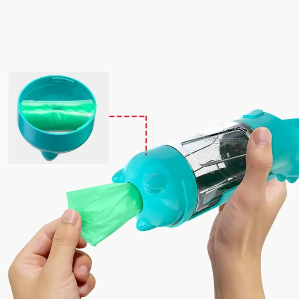 300/500ml Pet Water Food Dispenser 3 in 1 with Trash Bag Box and Shovel Pet Dog Water Bottle Leak Proof Dog Food Feeder