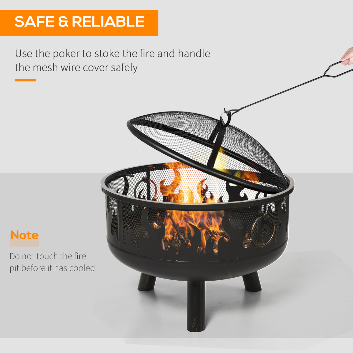 Outsunny 61.5cm 2-In-1 Outdoor Fire Pit & Firewood BBQ Garden Cooker Heater