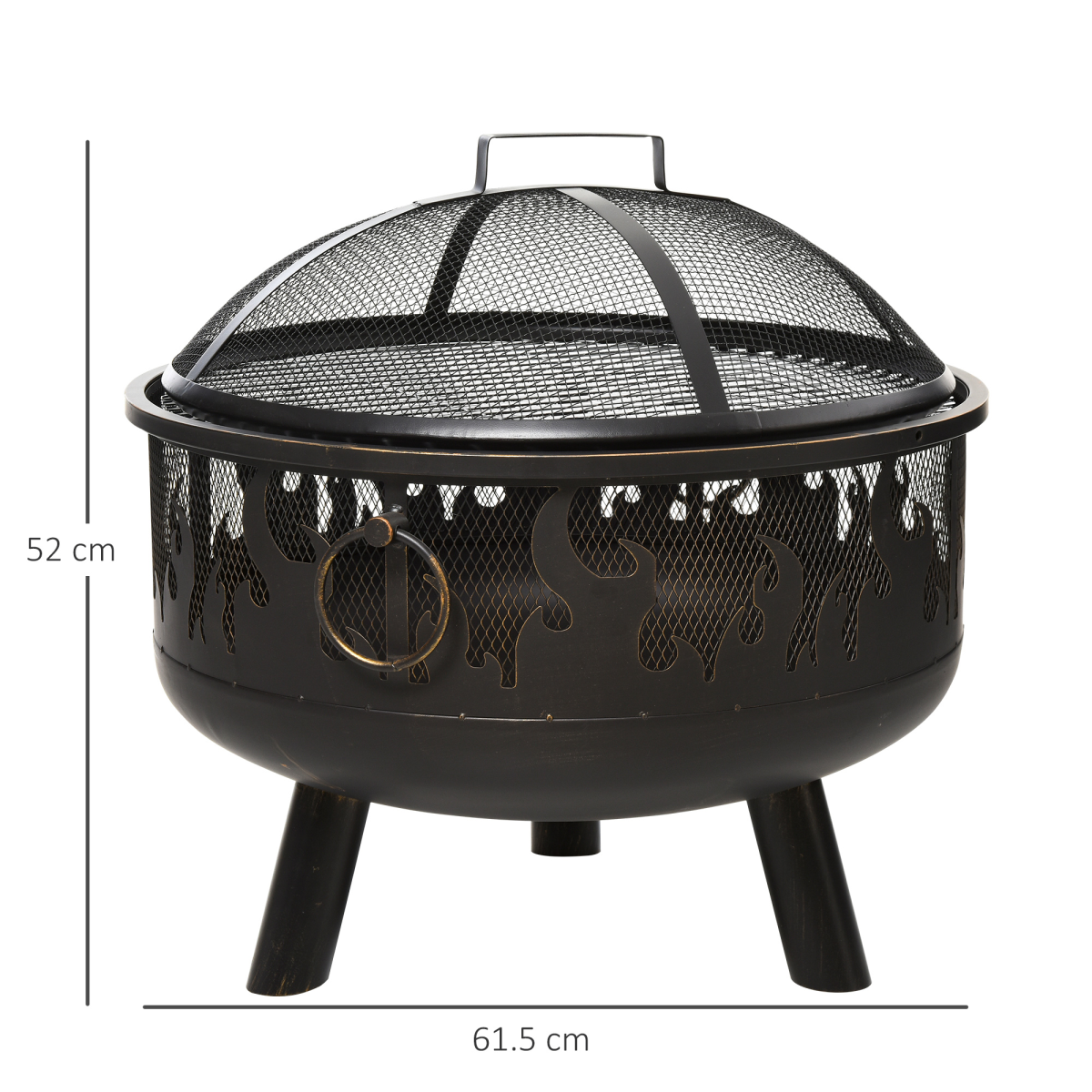 Outsunny 61.5cm 2-In-1 Outdoor Fire Pit & Firewood BBQ Garden Cooker Heater