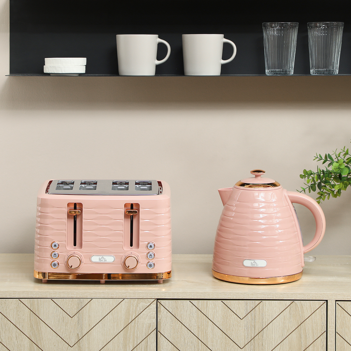 HOMCOM Kettle and Toaster Set 1.7L Kettle & 4 Slice Toaster