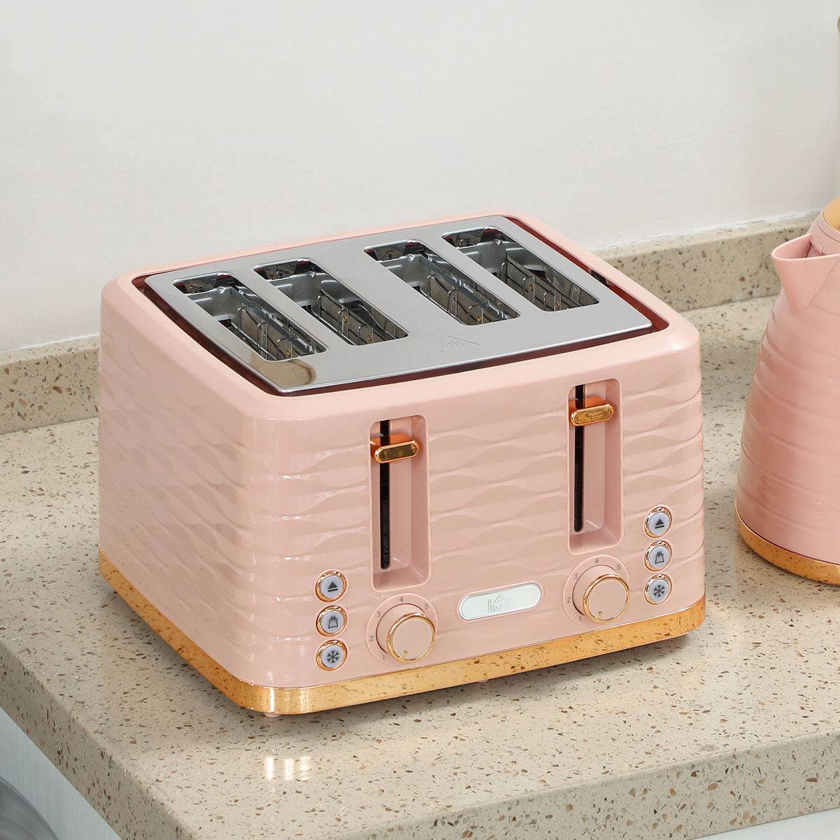 HOMCOM Kettle and Toaster Set 1.7L Kettle & 4 Slice Toaster