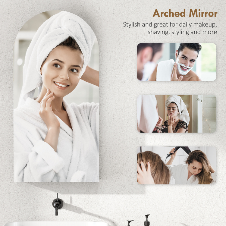 HOMCOM Bathroom Mirror Cabinet with Adjustable Glass Shelves