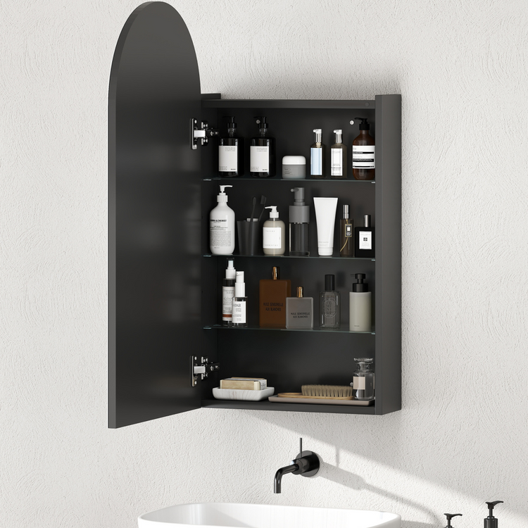 HOMCOM Bathroom Mirror Cabinet with Adjustable Glass Shelves
