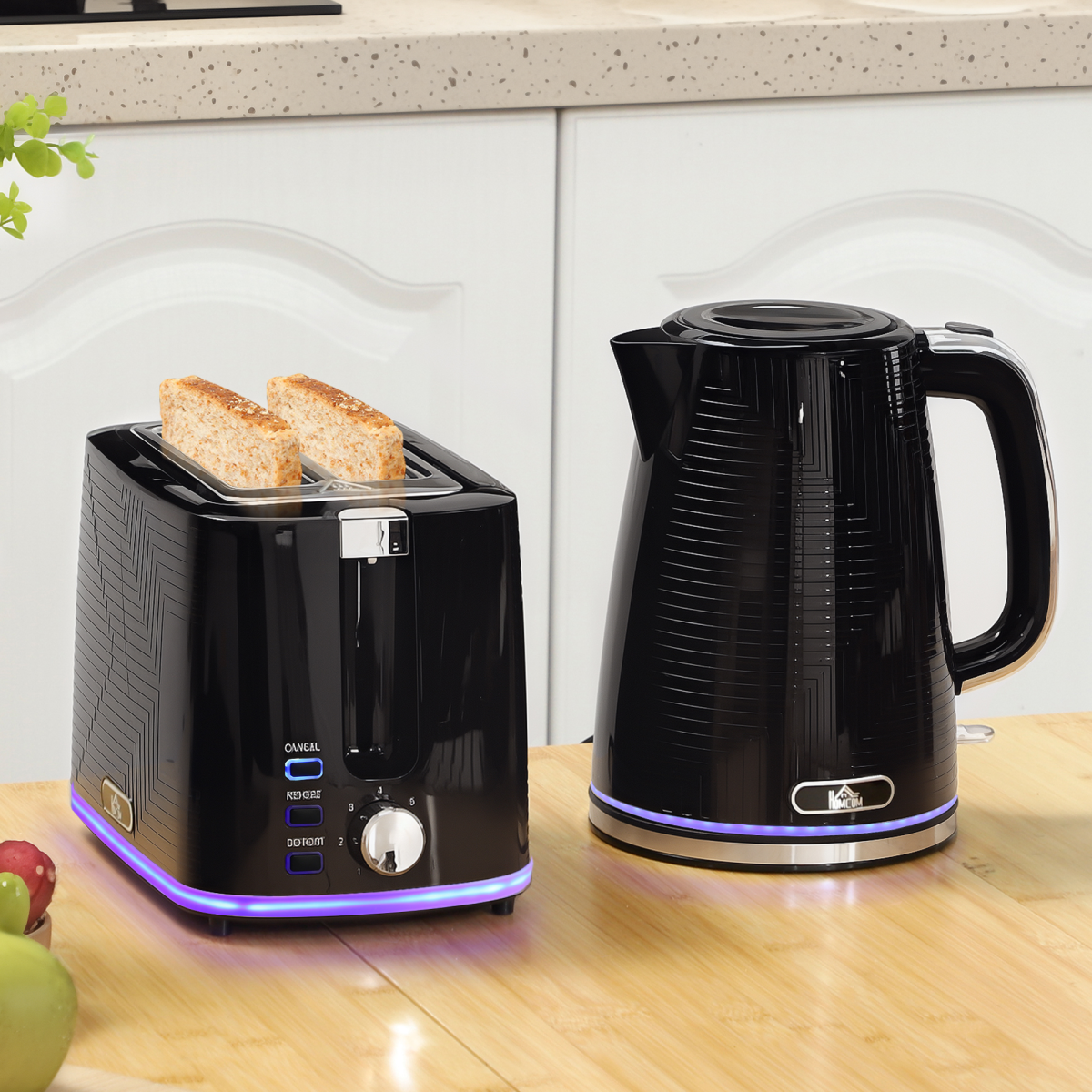 HOMCOM Rapid Boil Kettle and Toaster Set Crumb Tray