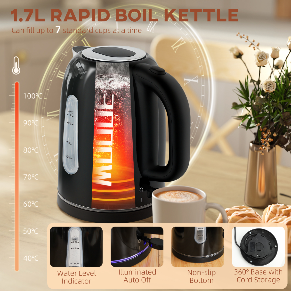 HOMCOM Rapid Boil Jug Kettle and Toaster Set
